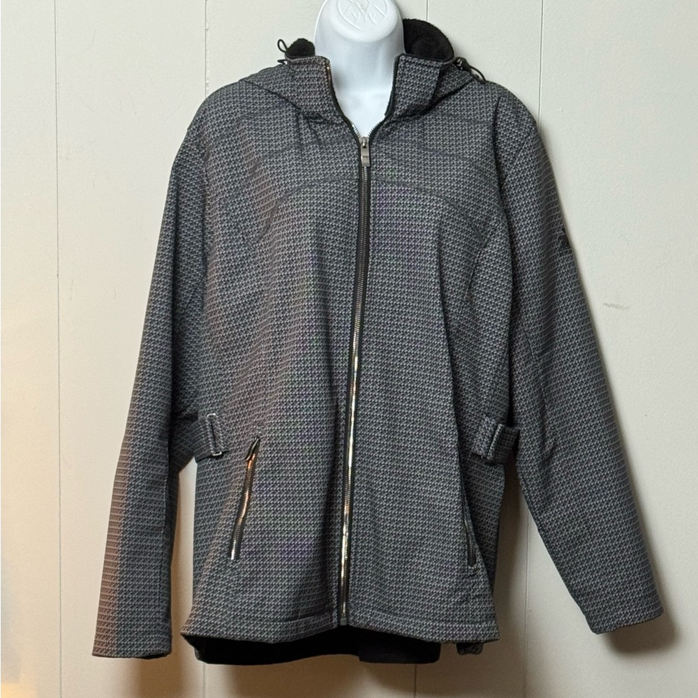ZeroXposur Women’s Black and Gray Geometric Design Full Zip Hooded Jacket Sz XXL